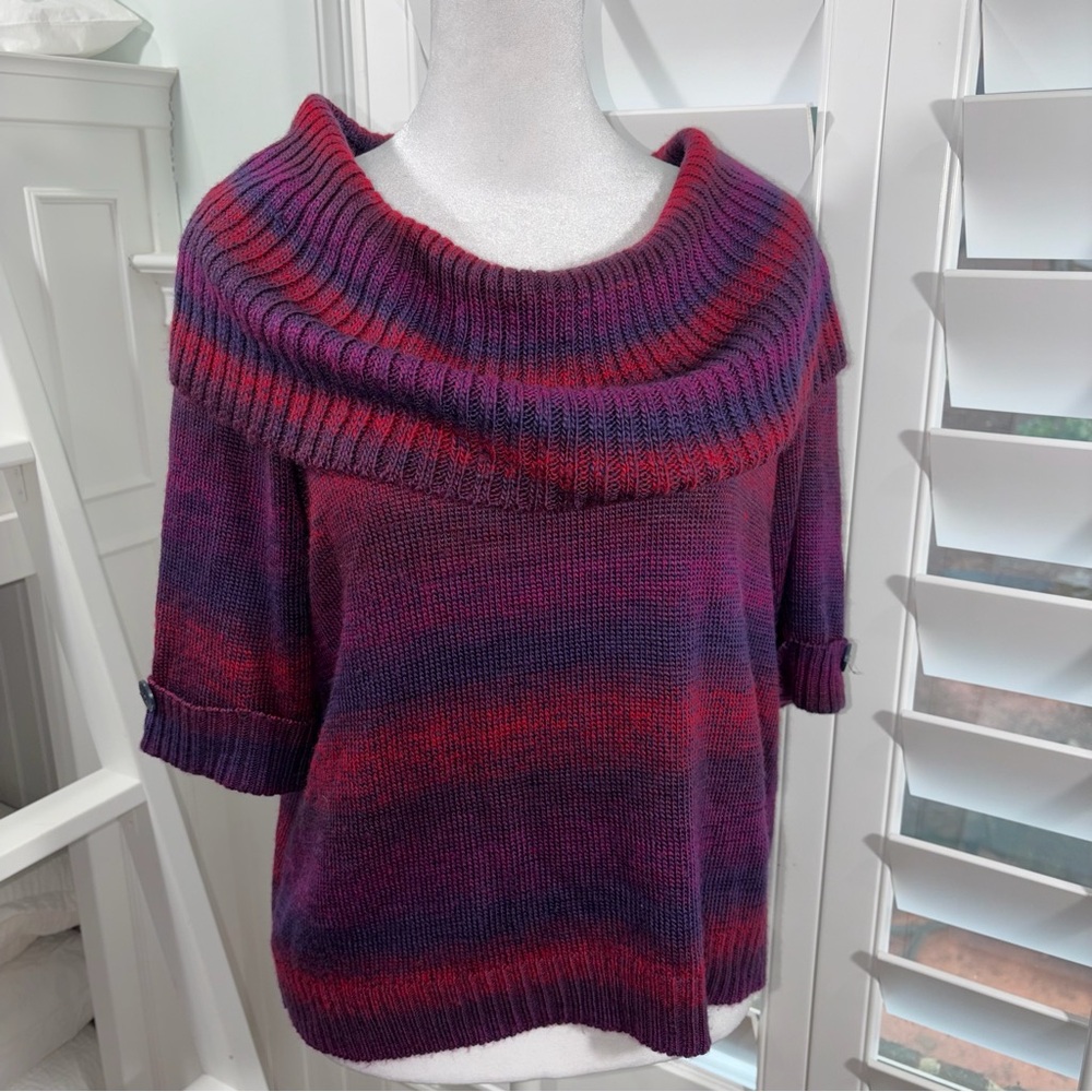 Ruby Rd. Cowl Neck Sweater in Purple & Red